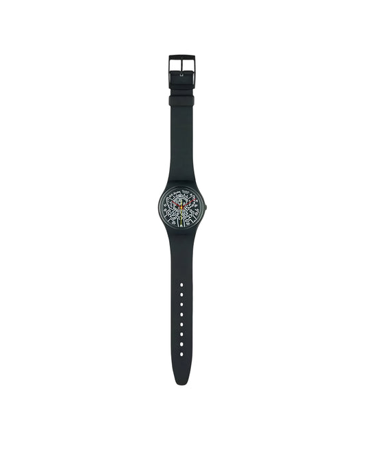 Vintage 1980’s Keith Haring Swatch Blanc Sur Noir