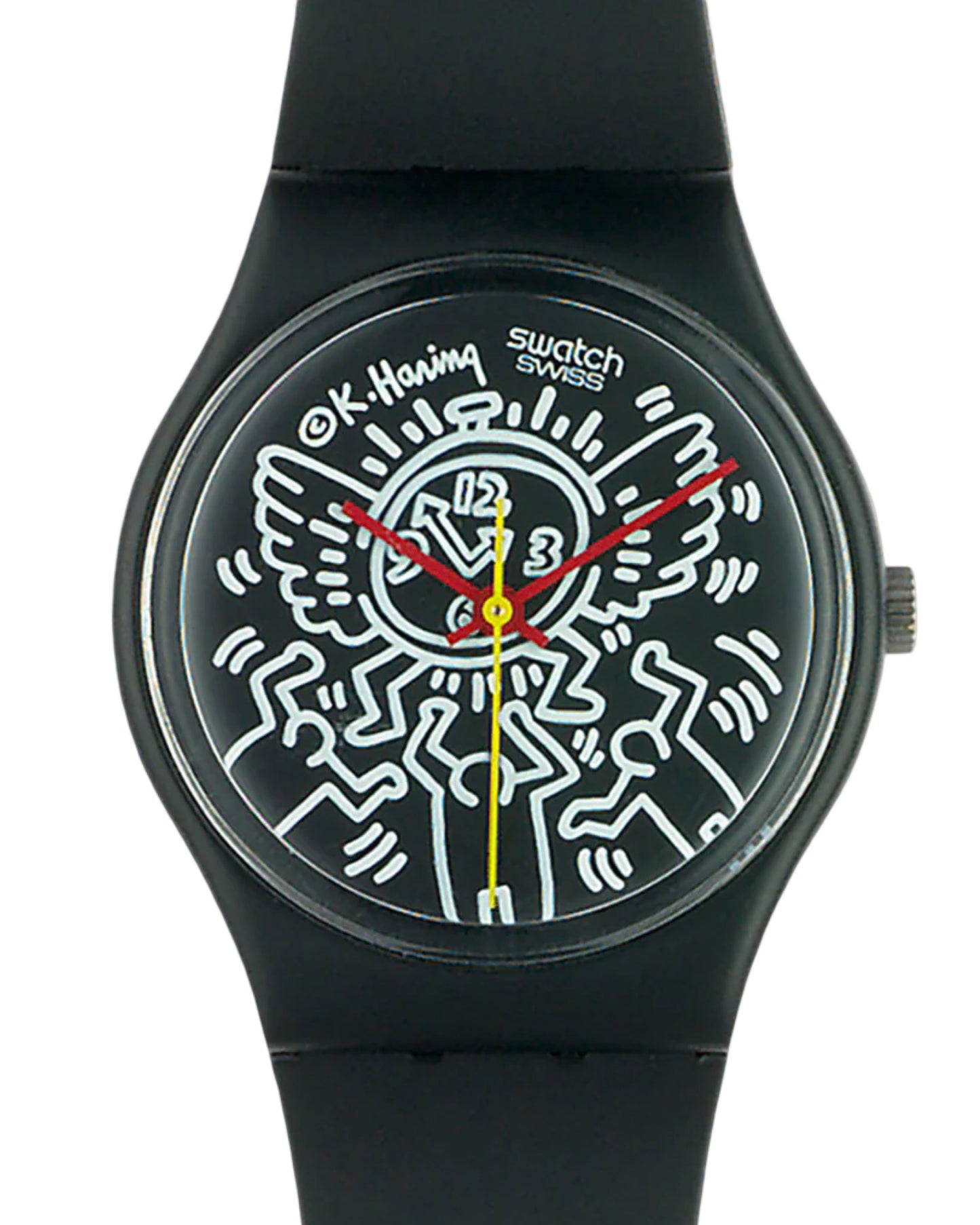 Vintage 1980’s Keith Haring Swatch Blanc Sur Noir