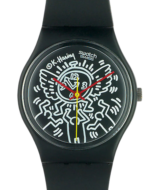 Vintage 1980’s Keith Haring Swatch Blanc Sur Noir